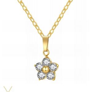 FLOWER NECKLACE, 18K GOLD PLATED STEEL
